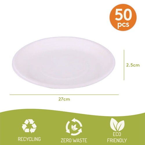 Strong Paper Plates, Disposable, Compostable & Biodegradable Plates - 50pcs - Picture 21 of 49