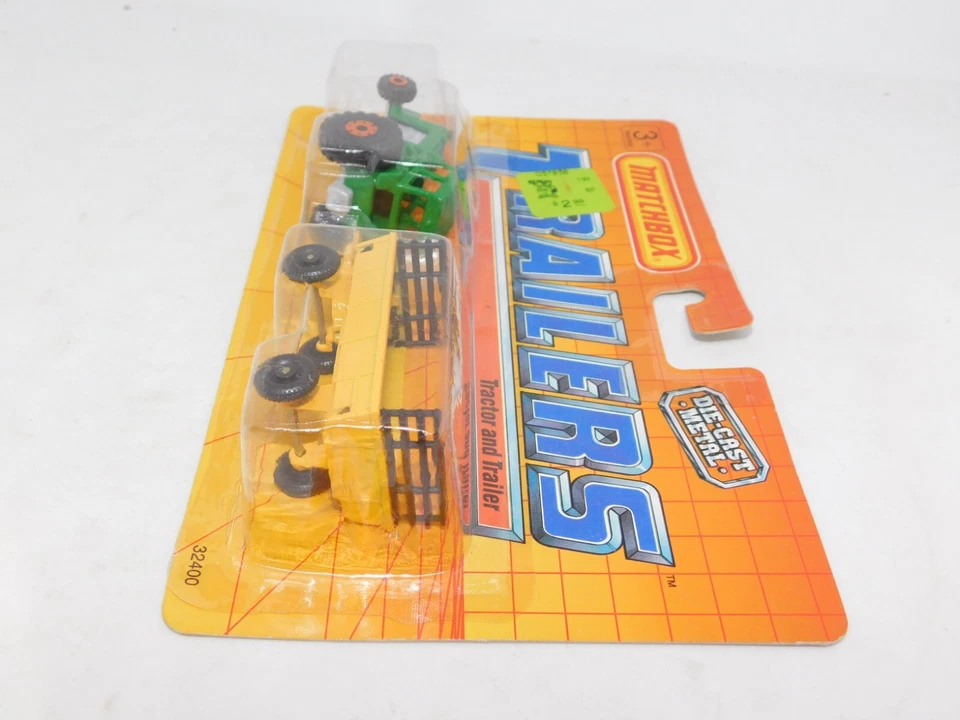Matchbox Trailers 32400 TP108 Die Cast Metal Green Tractor & Yellow Trailer 1990 - Image 2 of 3