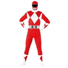 Adult Red Power Ranger Morphsuit Mens Superhero Costume Skin Suit Zentai M - XXL