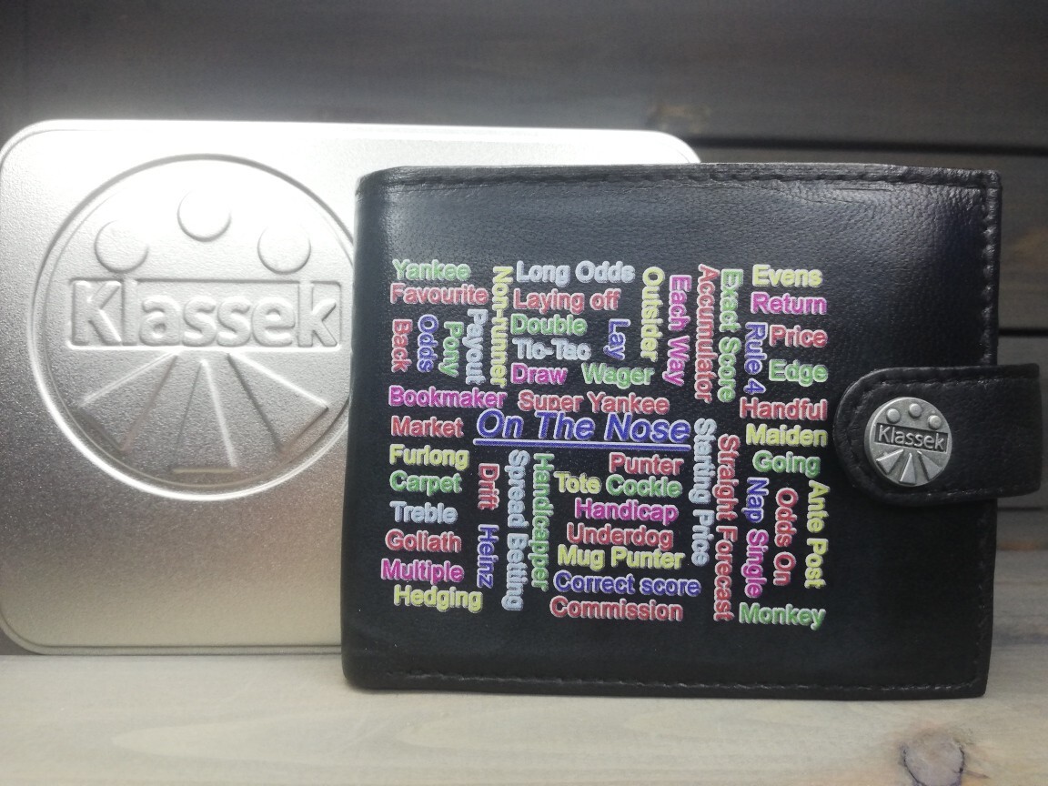 Betting Wallet Soft Leather Gambling Horse Racing Terms Men's Gift Tin RFID