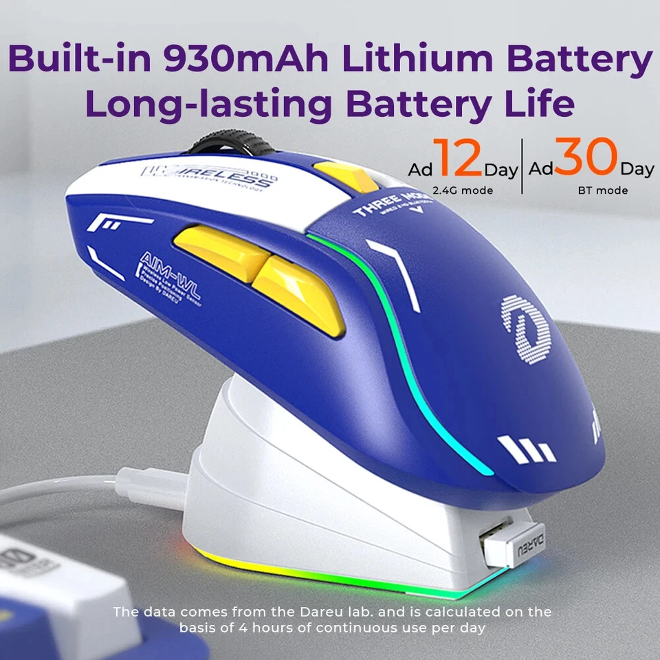 PC Mouse Tri-mode Connect Bluetooth Wired 2.4G Wireless Mice with Charging Base - Image 4 of 4