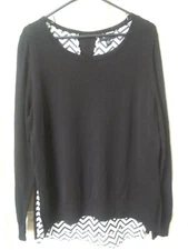 VGC. AB STUDIO  XL BLACK KNIT TUNIC with Attached SHELL.  M29