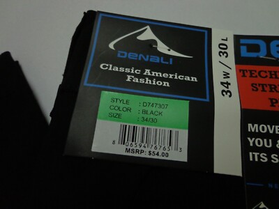 A-3 DENALI Black Technical Stretch Pants Flex Waist 34/30 NEW MSRP $54
