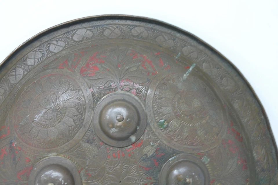 Старинный старый бронзовый цветочный могольский парсийский исламский боевой щит доспехи NH6591 - Изображение 4 из 4