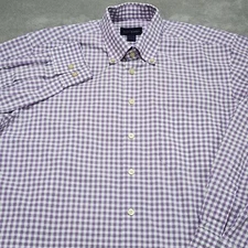 Scott Barber Shirt Mens Large Purple Gingham Check Long Sleeve Button Down