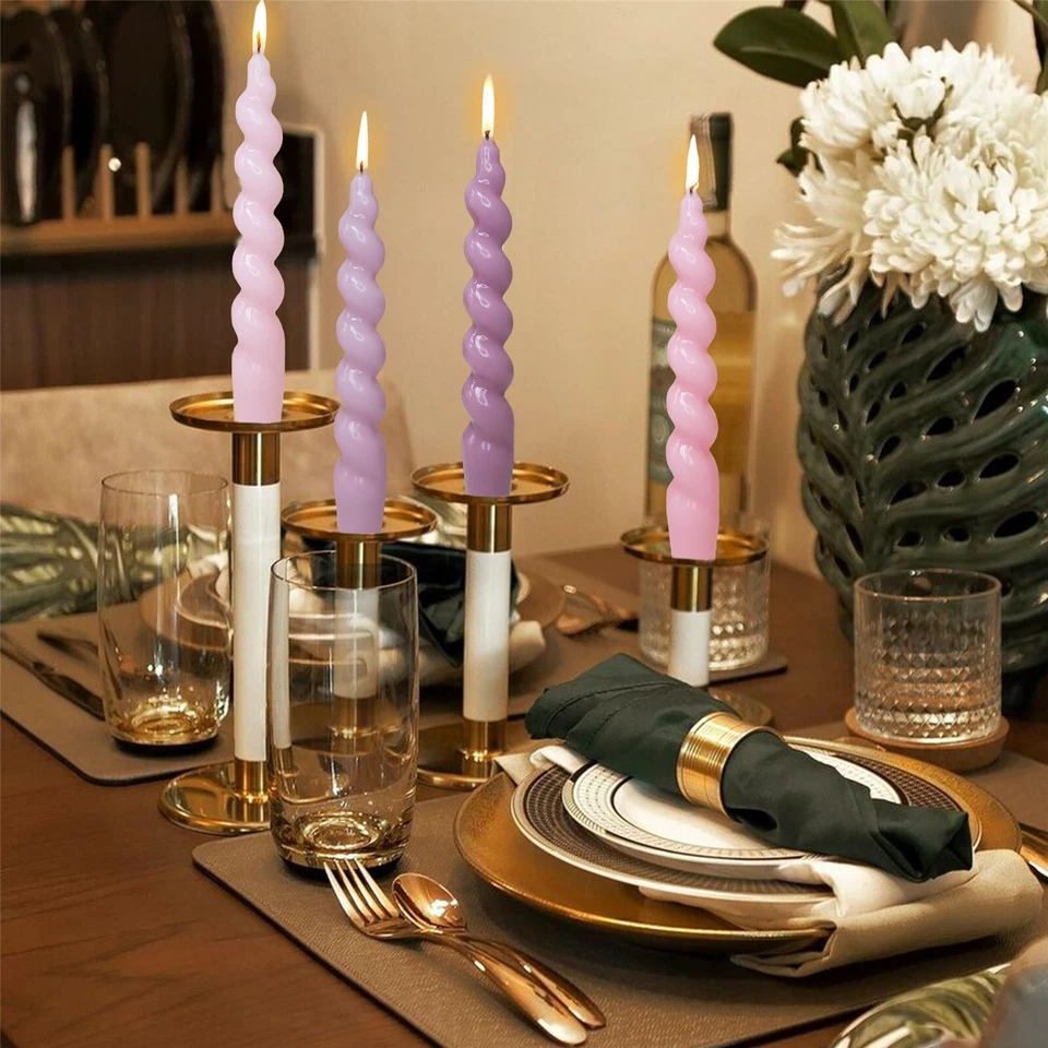 8 x Velas Cónicas Espirales Blancas para Fiesta Sin Perfume Boda Vela Iglesia Foto 4 de 4