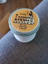Lady Esquire Duplex Beige Leather Cream Jar with original sponge