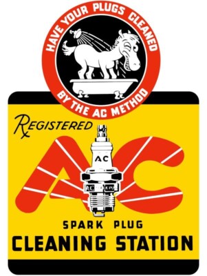 AC Spark Plug Cleaning Station DIECUT NEW 28'' Tall Sign USA STEEL XL Size 7 lbs