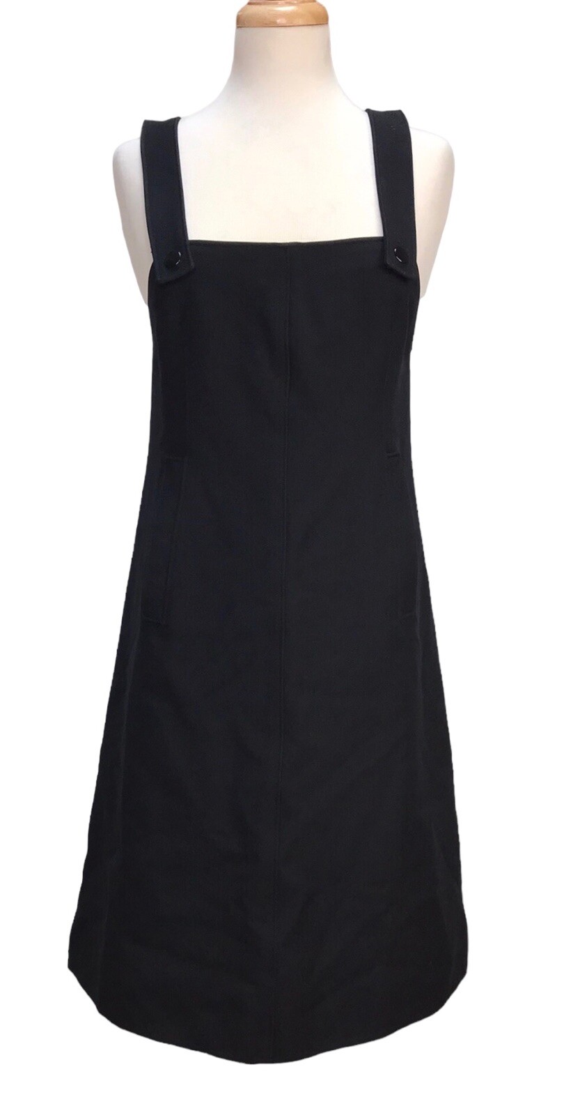 Vintage COURREGES Paris RARE 60’S 70'S Dress Black Wool Mod Space Age XS S