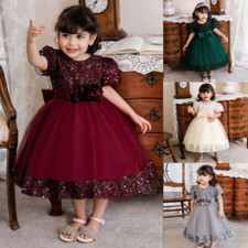 Flower Girls Princess Tutu Dress Kids Party Wedding Bridesmaid Sequin Dress