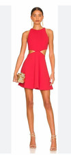 New Women's Alice+Olivia Cara Beautiful Cutout Fit and Flared Mini Dress Red 4