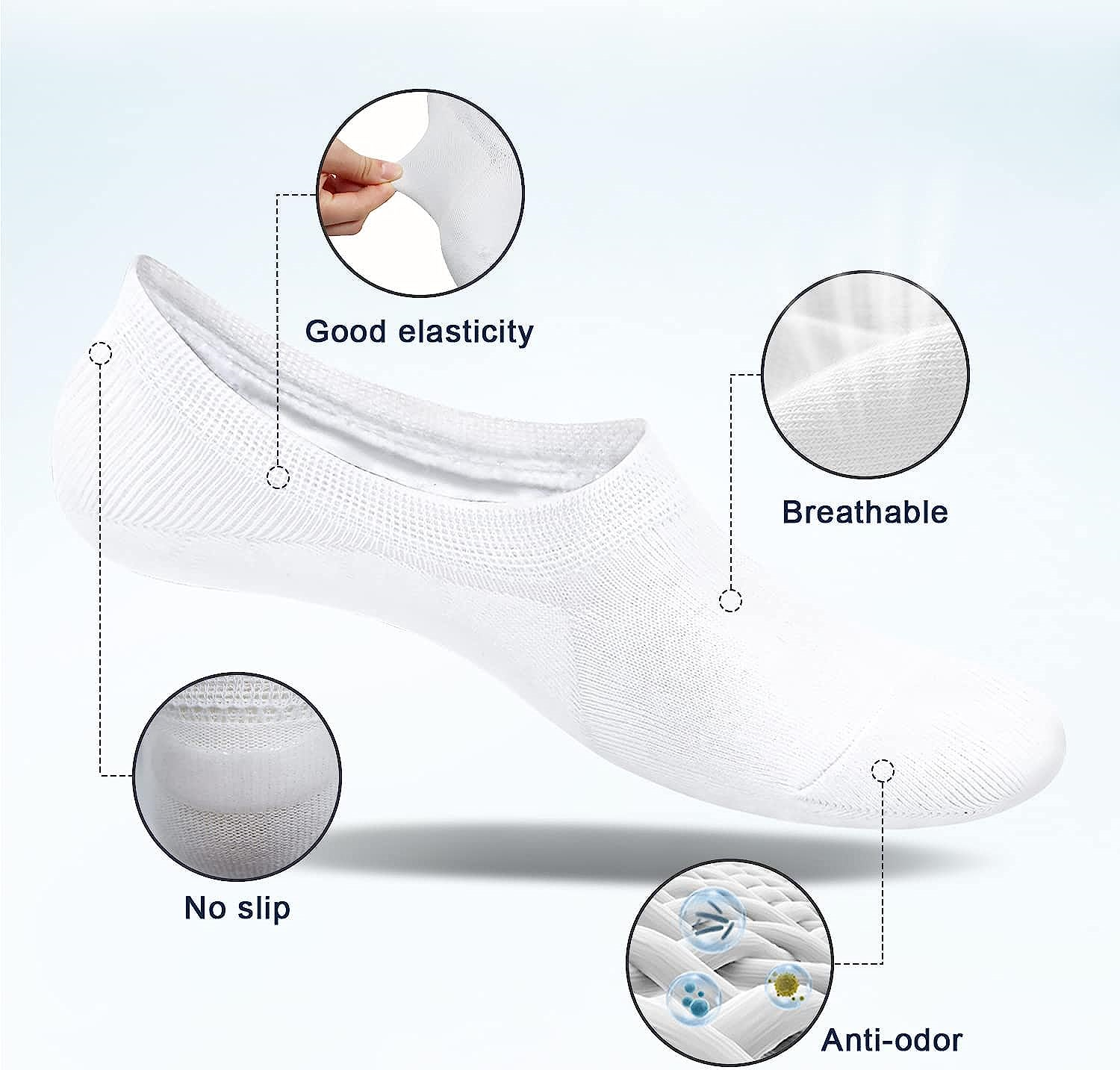 SIXDAYSOX Womens No Show Socks 48 Pairs Ondo Low Cut NonSlip Socks