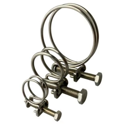BOLTZA Double Wire Hose Clips - Stainless Steel, Pond Pipe Koi Fish Fitting Pump