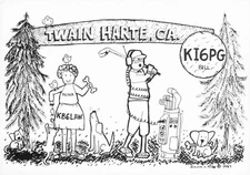 1989 QSL Radio Card KI6PG/KB6LAW to VQ9DM Twain Harte CA USA