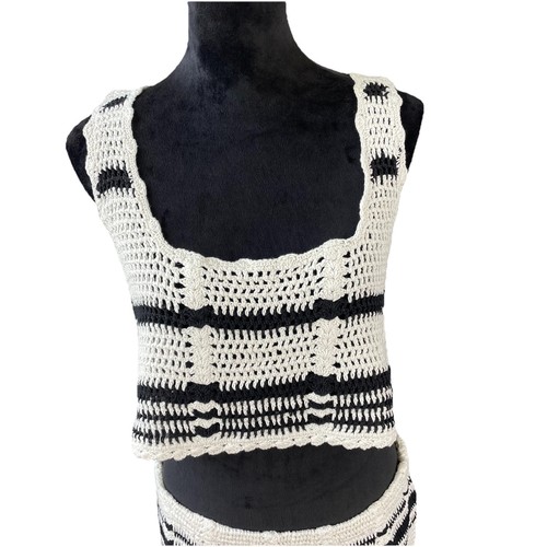 NWT Free People Beach Women’s Donni Sweater Set Cropped Crochet Knit Boho Large - Picture 4 of 13