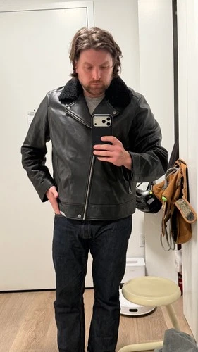 rag & bone Buzz Leather Jacket Black XXL Moto Slightly Used - product listing photo