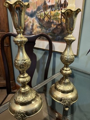 Antique Shabbat (Sabbath) Candlesticks by Fraget N Plaque Hallmark