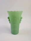 VTG Jadite Jadeite Green Milk Glass Bud Vase Scalloped Edge MCM 5.25" Tall