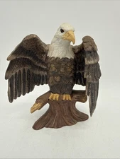 Bald Eagle Perched On Log Figurine Approx 7.25" Tall