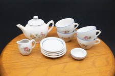Vintage Ceramic Glazed Floral Miniature Tea Coffee Set Dollhouse Decor Unique