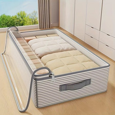 Large Clothes Storage Bag Blanket Bedding Organizer Clear Window Zip Box
