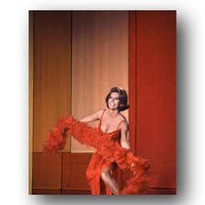 Cyd Charisse Photo 8x10 Red Costume Feather Stole Stage 1960s