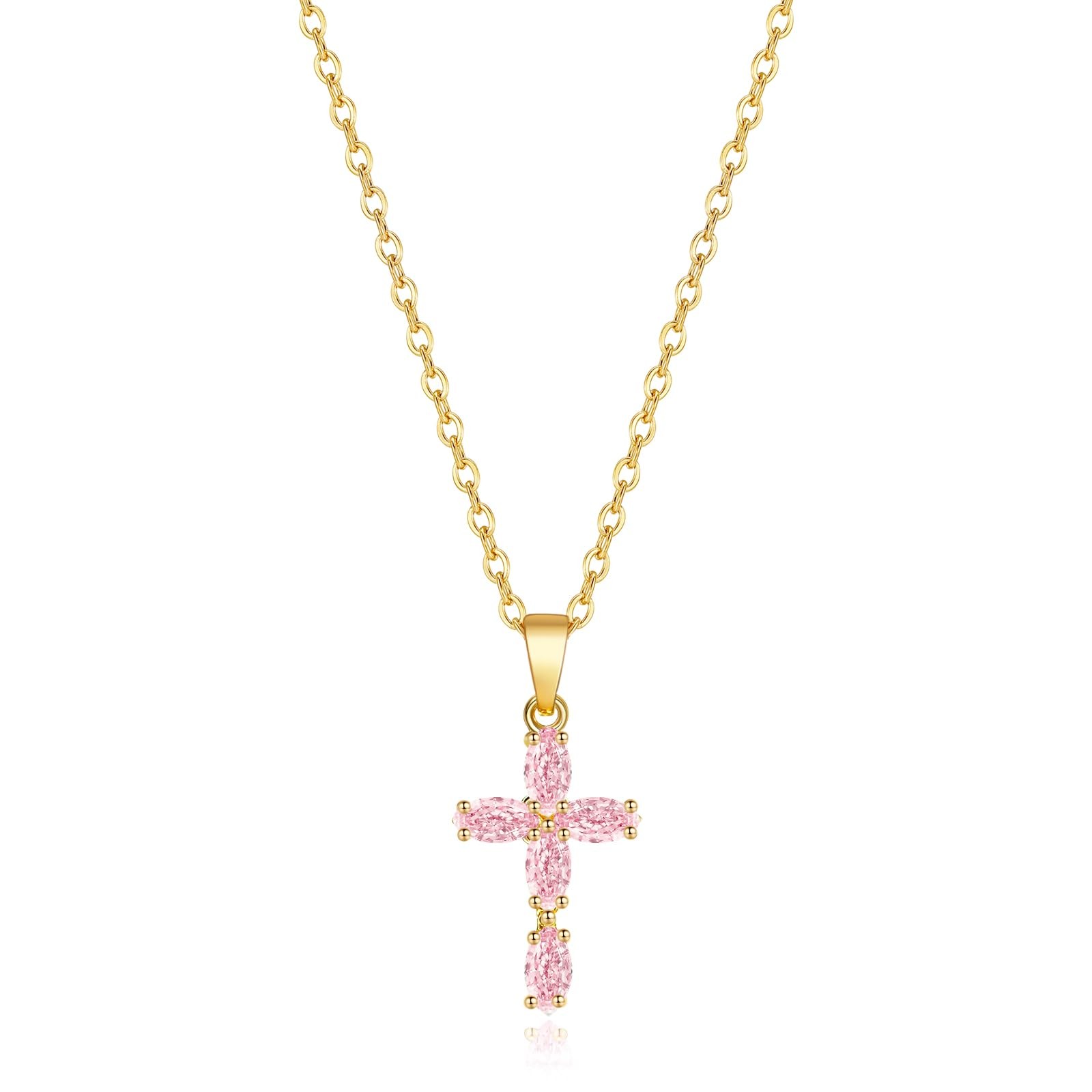 Cross Necklace for Women Created Garnet Pendant Necklace for Women Hypoalle - 06
