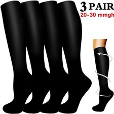 3Pairs Compression Socks Men Women 20-30 mmHg Closed Toe for Varicose Vein Edema