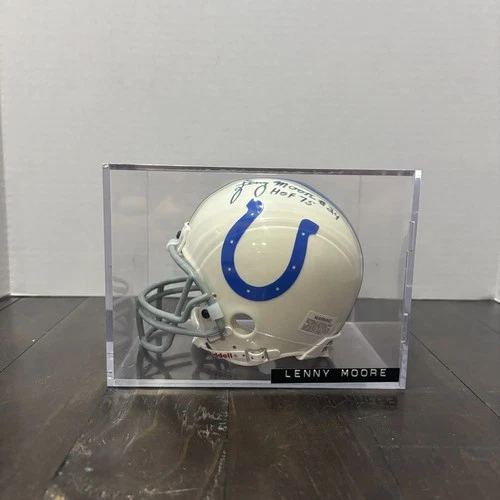 LENNY MOORE (HOF 75) Signed Mini Helmet With COA Baltimore Colts