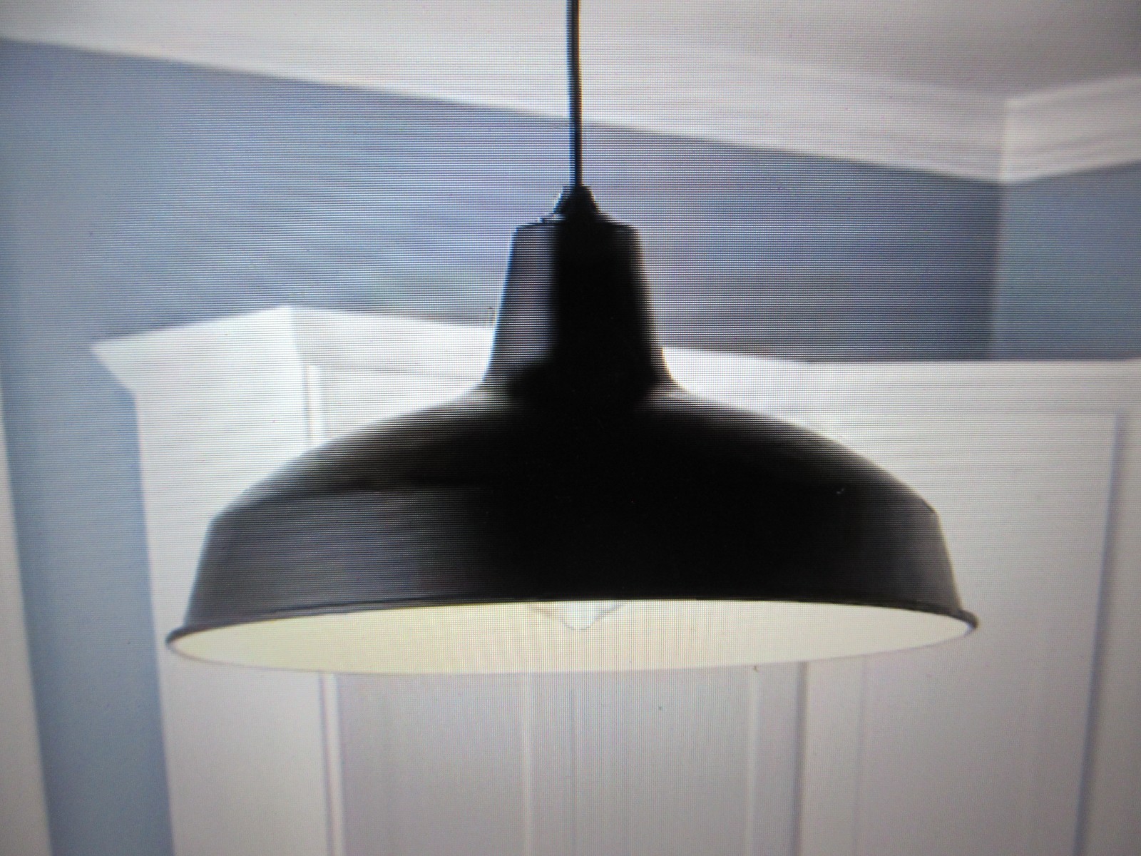 Hampton Bay 1-Light Black Warehouse Pendant Hanging Light wi