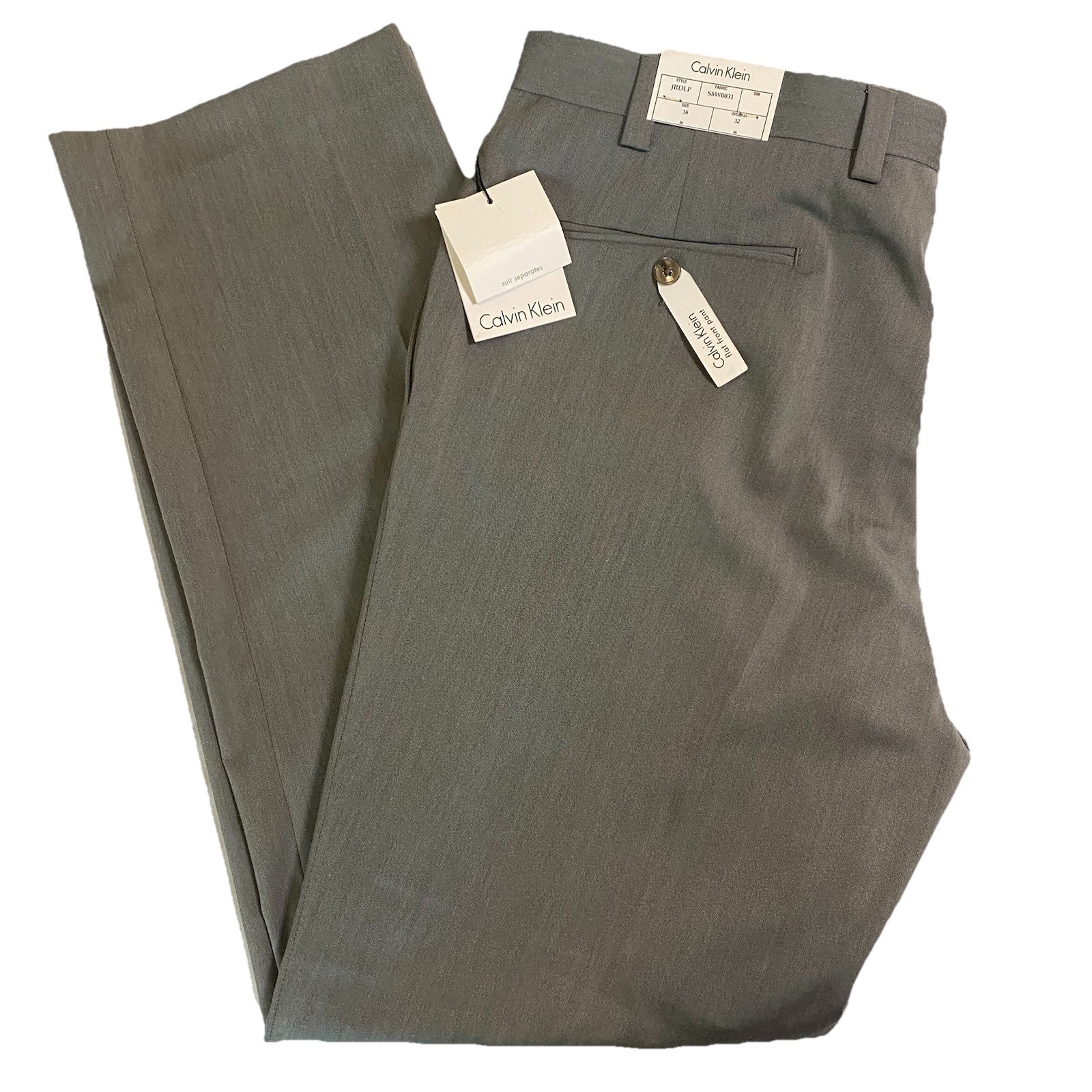 Calvin Klein Suit Pants Light Gray Flat Front 38 x 32 NWT