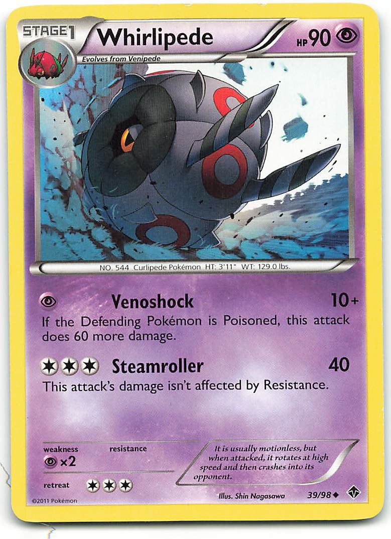 Whirlipede 39/98 Uncommon Emerging Powers Pokemon Near Mint