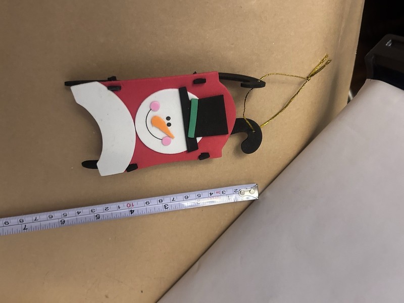 VTG Christmas Handmade Ornament Snowman on Sled