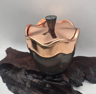Nambe Lisa Smith Copper Verdigris MT0752 Wave Trinket Lidded Bowl 