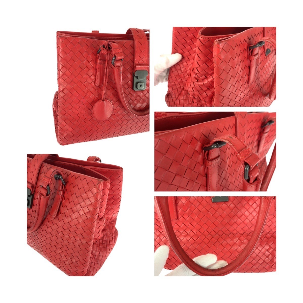 BOTTEGAVENETA Rome Intrecciato Leather Shoulder Bag Red Silver Hardware thumbnail 8