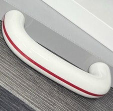 White Porcelain Ceramic Cabinet Handle Kitchen Pull Bath Drawer Red Stripe
