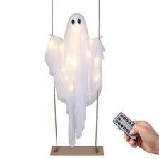 5Ft Halloween Hanging Swing Ghost Decoration,LED String Lights,Adjustable Height