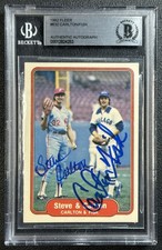 STEVE CARLTON & CARLTON FISK BGS AUTH 1982 FLEER #632 BAS AUTH AUTO HOF 253