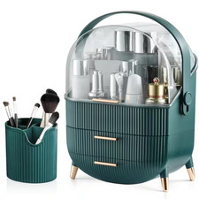 Makeup Storage Organizer Display Case with 2-Layer Storage Box and Transparent C