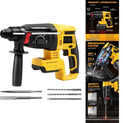 Powerful Brushless Cordless Hammer Drill - 4 Functions, Safety Clutch Included