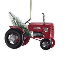 Kurt Adler Vintage Red Tractor 3 inch Metal Decorative Hanging Ornament