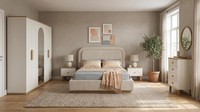 Schlafzimmer Set Stilvolles Bett Nachttische(2X) Kommode Kleiderschrank