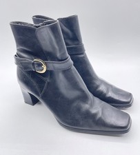 Vintage 90's Nine West Black Leather Ankle Boots Women Size 7.5