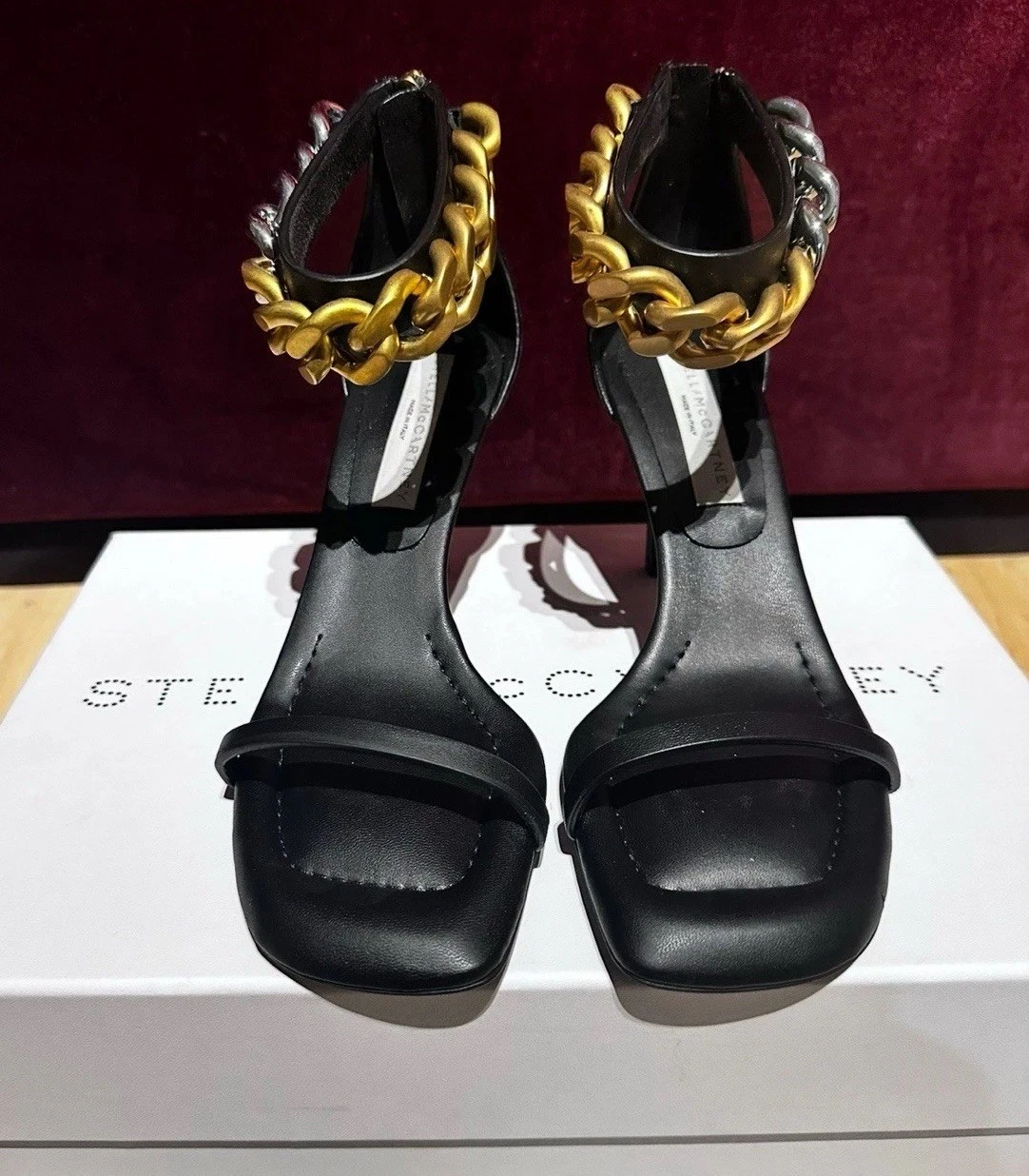 Stella McCartney — NEW Stella McCartney Falabella 7.5 Heels Shoes Pumps Two Tone Chain Box Dustbag