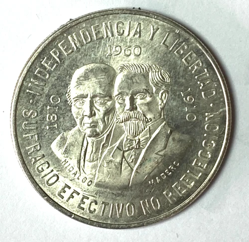 Photo of a 1960 Mexico 10 Pesos Silver from an eBay listing that sold on Jul 23, 2026