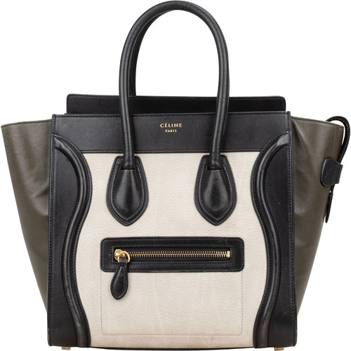 Celine Tricolor Leather Luggage Handbag Bag