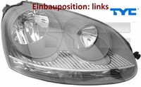 TYC 20-0318-05-2 Hauptscheinwerfer Links Scheinwerfer Frontscheinwerfer FüR VW