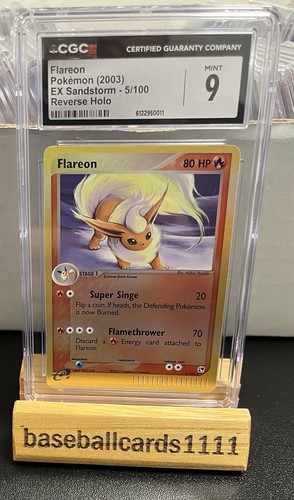 Pokemon 2003 Flareon 5/100 Reverse Holo EX Sandstorm CGC 9 Mint W2