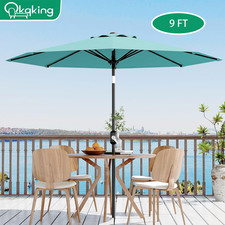 9 ft Patio Umbrella Tilt 8 Ribs Waterproof UV Protection Pool Backyard Beach Sea