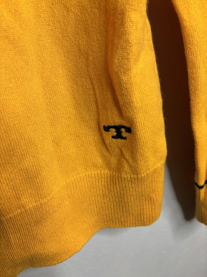 Suéter Tory Burch Mujer XXS Amarillo Cachemira Cuello Redondo Pullover Manga Larga Tejido Foto 4 de 4